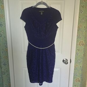 Elegant Royal Blue Lace Dress